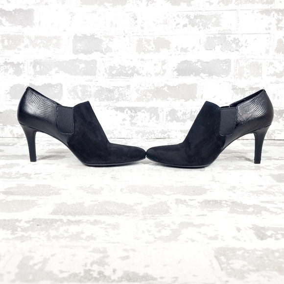 Cole Haan Womens Black Suede Elastic Gore Ankle Boots K23 - Picture 7 of 12